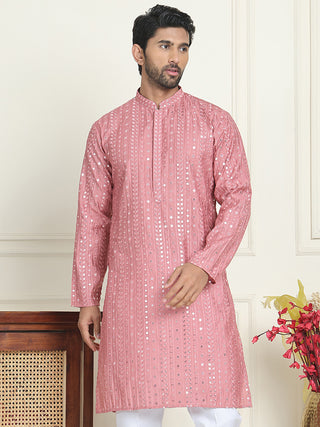 Embroidered and mirror work straight Kurtas For Men