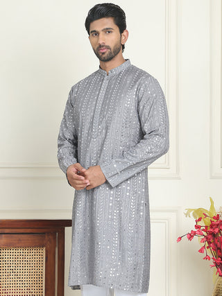 Embroidered Straight Kurtas For Men