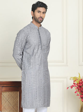 Embroidered and mirror work straight Kurtas For Men