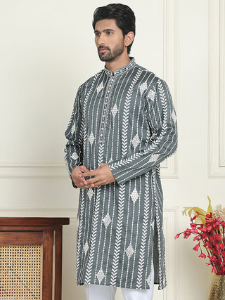 Embroidery and mirror work straight Kurtas.