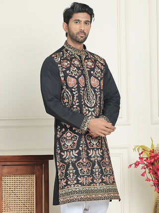 Floral Embroidered Straight Kurtas For Men