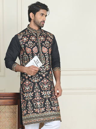 Floral Embroidered Straight Kurtas For Men