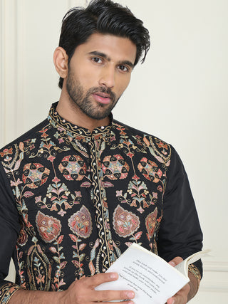 Floral Embroidered Straight Kurtas For Men