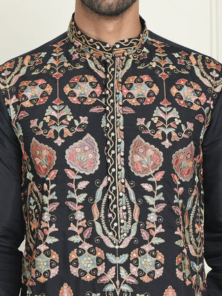 Floral Embroidered Straight Kurtas For Men