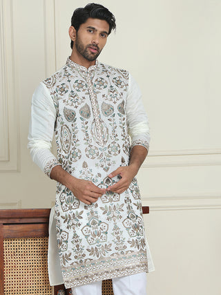 Floral Embroidered Straight Kurtas For Men