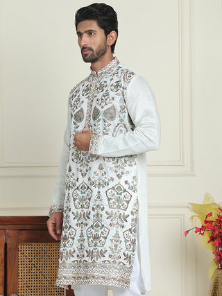 Floral Embroidered Straight Kurtas For Men