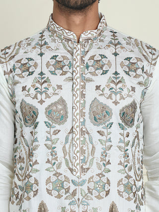 Floral Embroidered Straight Kurtas For Men