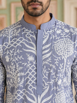 Embroidered Silk Blend Kurta