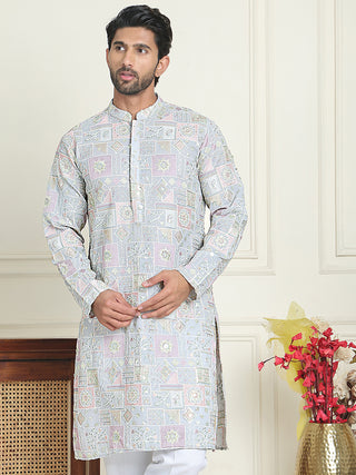 Embroidered Straight Kurtas For Men