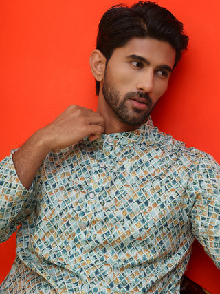 Men's Green Printed Kurtas