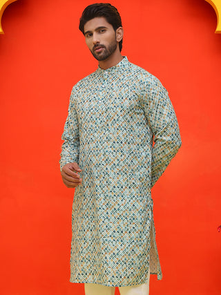 Men's Green Printed Kurtas