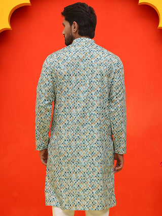 Men's Green Printed Kurtas