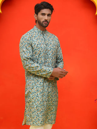 Men's Green Printed Kurtas