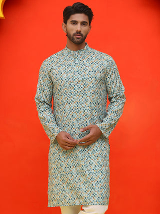Men's Green Printed Kurtas