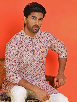 Men's Purple Printed Kurtas