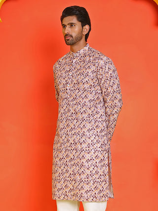 Men's Purple Printed Kurtas