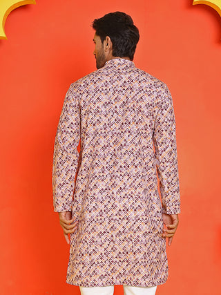Men's Purple Printed Kurtas