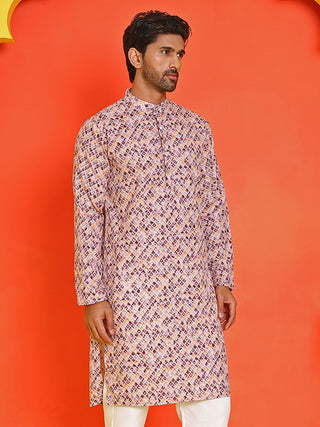 Men's Purple Printed Kurtas