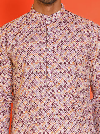 Men's Purple Printed Kurtas