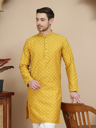 Jacquard Silk Straight Kurtas