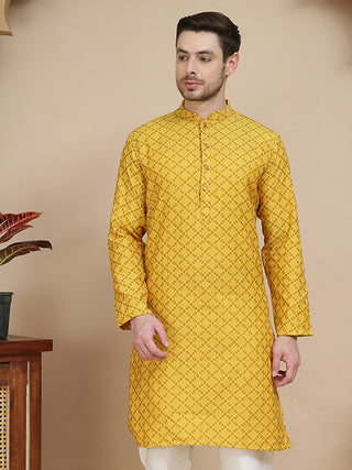 Jacquard Silk Straight Kurtas