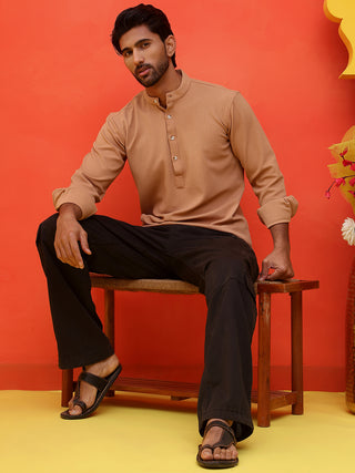 Solid Cotton Blend Short Kurta