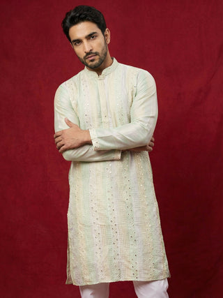 Embroidered and mirror work straight Kurta
