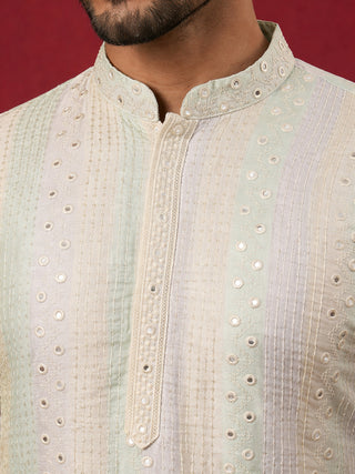 Embroidered and mirror work straight Kurta