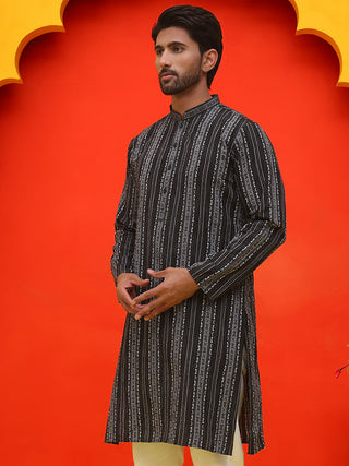 Self Design Straight Kurta For Men