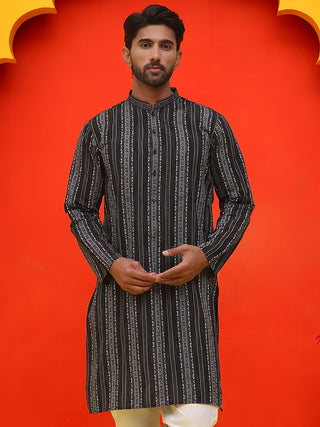 Self Design Straight Kurta For Men