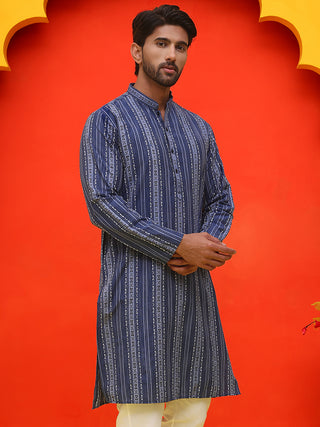 Self Design Straight Kurta For Men