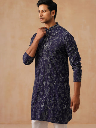 Embroidered Silk Blend Kurta for Men