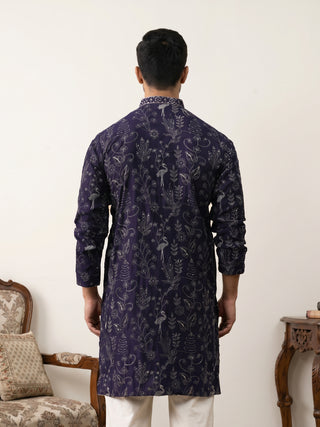 Embroidered Silk Blend Kurta for Men