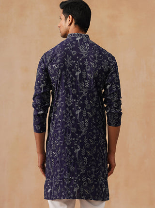 Embroidered Silk Blend Kurta for Men