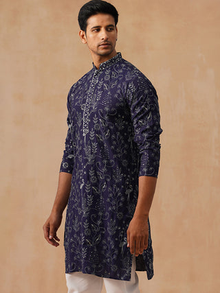 Embroidered Silk Blend Kurta for Men