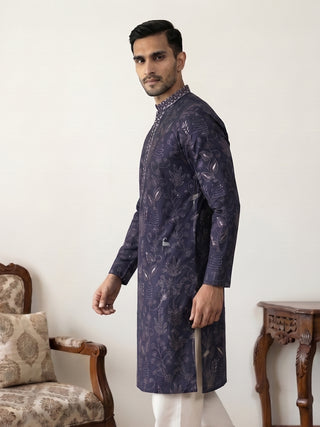 Embroidered Silk Blend Kurta for Men