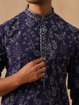 Embroidered Silk Blend Kurta for Men