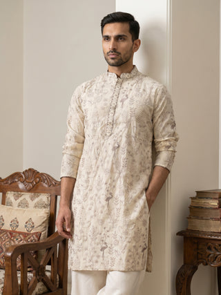 Embroidered Silk Blend Kurta for Men