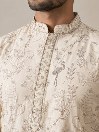 Embroidered Silk Blend Kurta for Men
