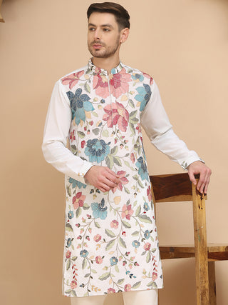 White Embroidered Kurta with Sequins & Zari Work