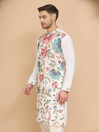 White Embroidered Kurta with Sequins & Zari Work