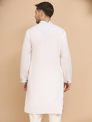 White Embroidered Kurta with Sequins & Zari Work