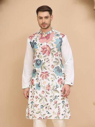 White Embroidered Kurta with Sequins & Zari Work