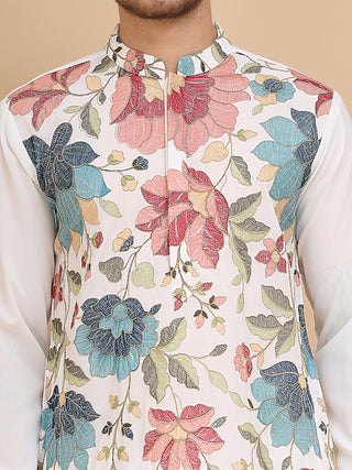 White Embroidered Kurta with Sequins & Zari Work