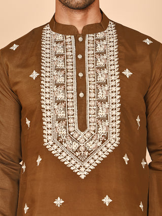 Embroidered Silk Blend Kurtas for Men