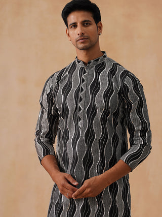 Silk Blend Kurtas with Mirror Work Embroidery