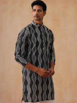 Silk Blend Kurtas with Mirror Work Embroidery