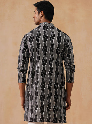 Silk Blend Kurtas with Mirror Work Embroidery