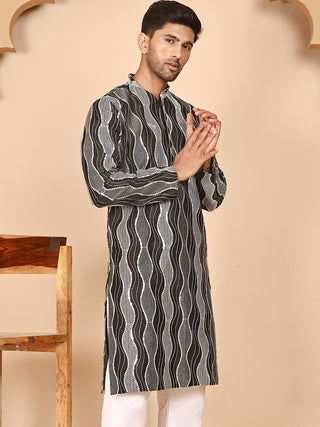 Silk Blend Kurtas with Mirror Work Embroidery