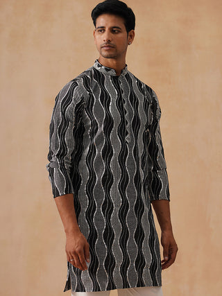 Silk Blend Kurtas with Mirror Work Embroidery